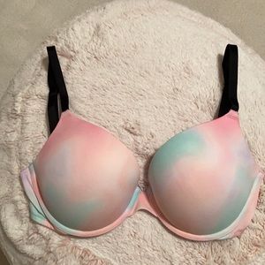 pink tie dye push up bra